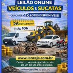 Prefeitura de Castilho realizará leilão online de veículos e sucatas com cerca de 40 lotes disponíveis