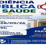 Dia 28/05 Audiência Pública da Saúde
