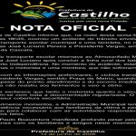 NOTA OFICIAL da Prefeitura Municipal de Castilho