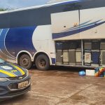 PRF apreende ônibus carregado com 189 volumes de perfumes e maços de cigarro estrangeiros na BR-262 em Água Clara (MS)